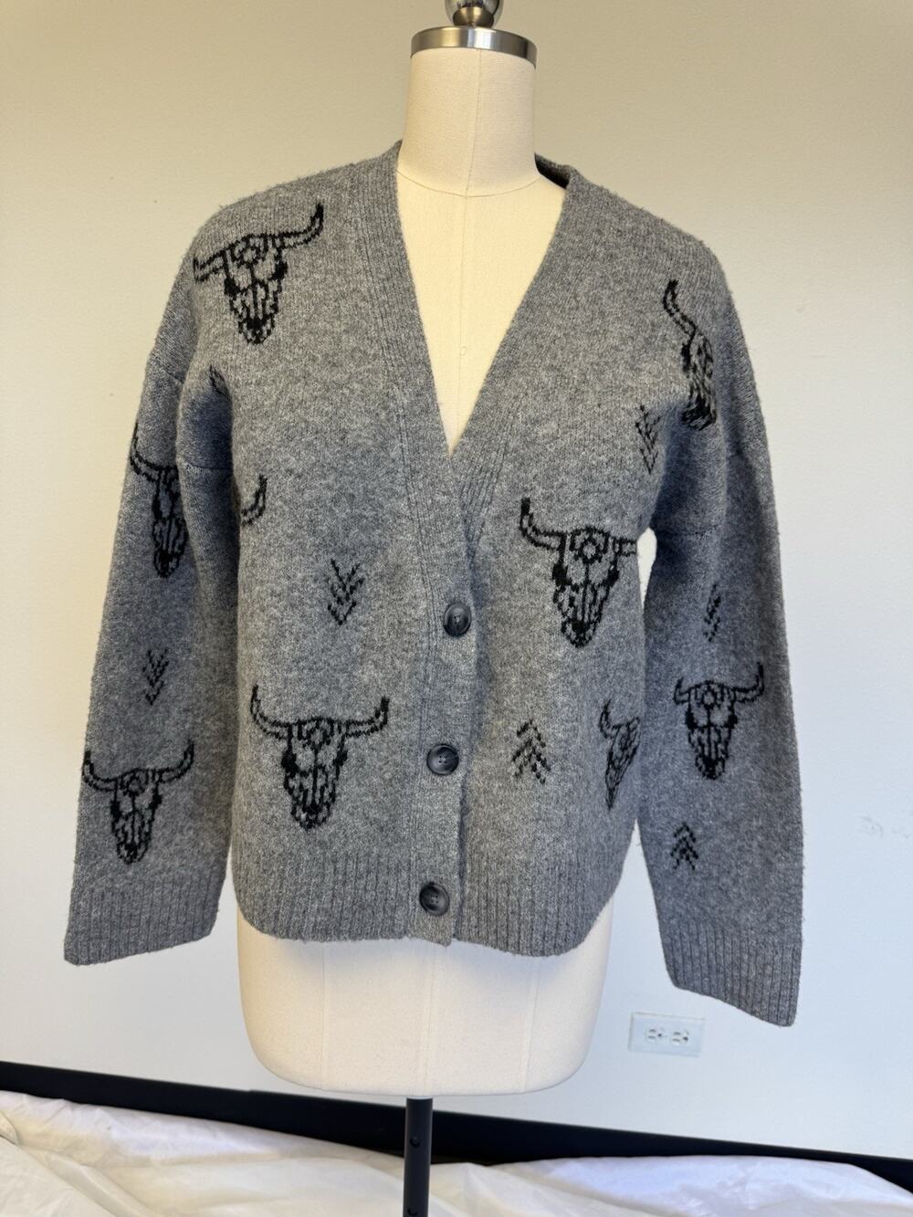 Telluride Western Sweater Cardigan Sz Large Womens Rodeo Cow
